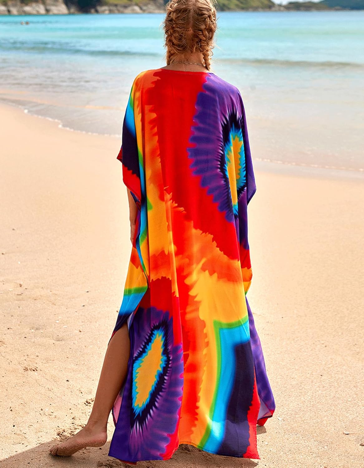 Women's Plus Size Beach Lounge Kaftan Maxi Dress Swimsuit Coverup for Women - Image 4