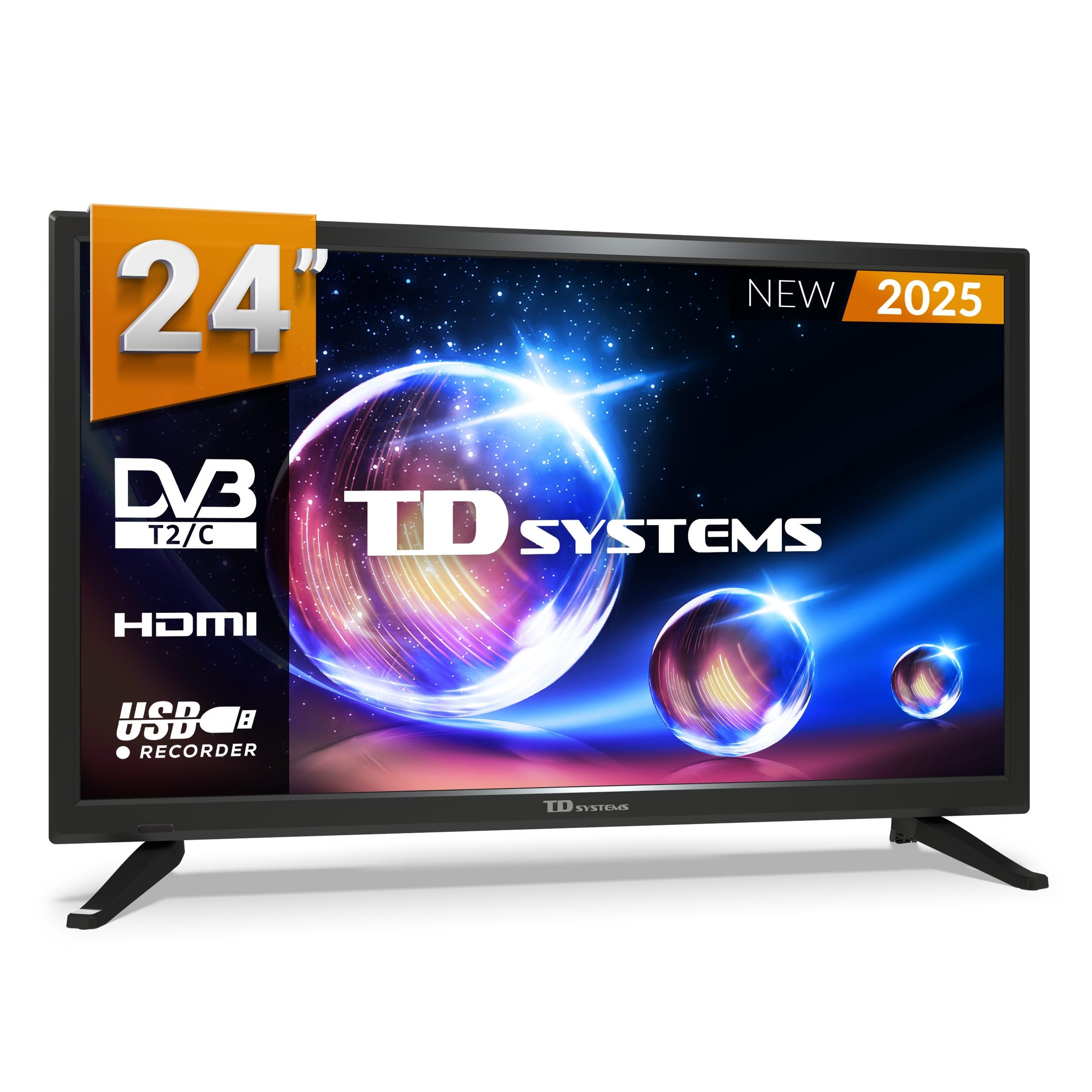 TD Systems - Televisor 24 Pulgadas no Smart TV, televisión TDT 2025, televisores con 3 años de garantía, HDMI, USB Reproductor y Grabador - PRIME24M20H
