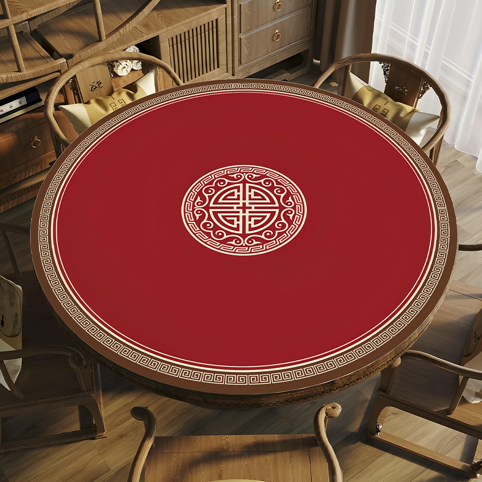 Tapis de Mahjong rond antidérapant et réduction du bruit avec envers en caoutchouc Tapis de jeu pour Mahjong, Poker, Carte, Jeux de Carreaux (140 cm)