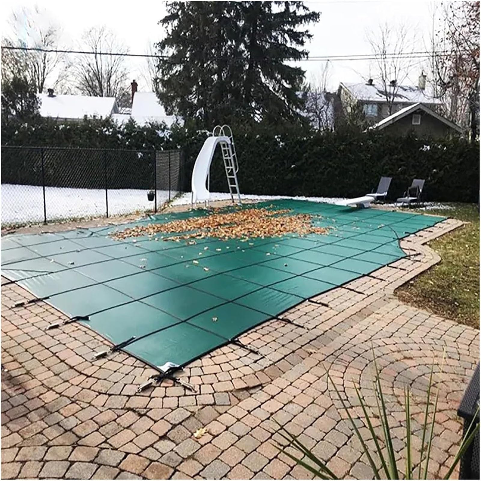 Cubierta para Piscina, Cubierta de Seguridad para Piscinas enterradas de Malla Verde - Cubiertas de Invierno para Piscinas rectangulares, cuadradas y con Forma de riñón: de 15 a 33 pies con