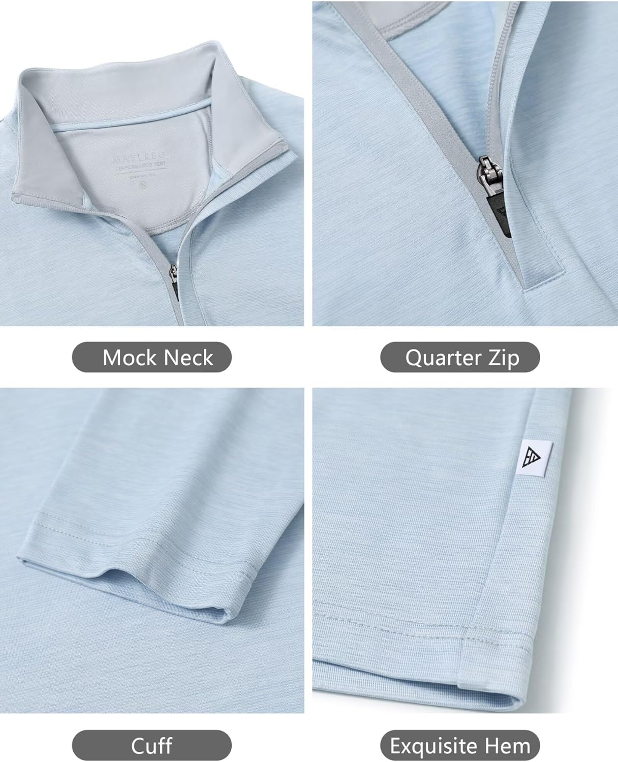 M MAELREG Quarter Zip Pullover Men Dry Fit Brushed Performance Long Sleeve Mock Neck Sports Golf 1/4 Zip Sweatshirts for Men - Image 6