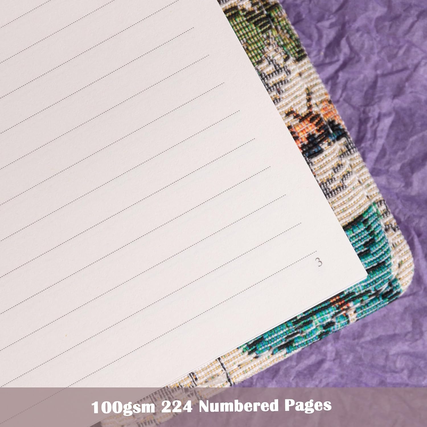 TIEFOSSI Embroidered Diary with Lock, Lined Lock journal for Women Men, Aesthetic Journal with Pen, Hardcover Journal for Journaling Writing Planning, 100 GSM Thick Paper, 224 Numbered Pages - Image 5