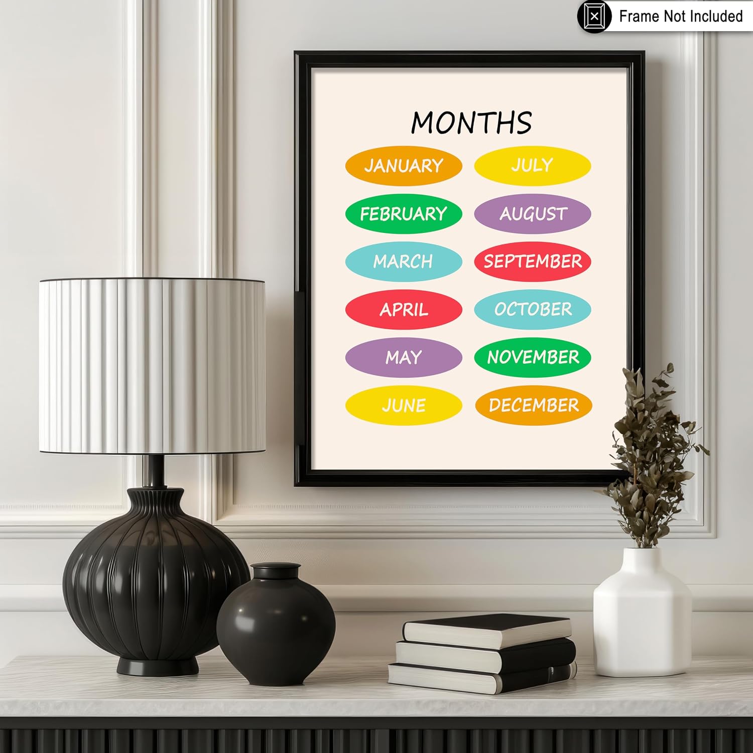 Poster Master Months Poster - Months Of The Year Print - Learning Materials Art - Educational Art - Gift for Students & Teacher - Decor for Playroom, Classroom or Library - 8x10 UNFRAMED Wall Art