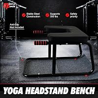 JSM FITNESS Fejenállás Szék - Acél Jóga Pad Inverziós Gyakorlatokhoz, Fekete Csúszásgátló Szőnyeggel, Otthoni Core Edzéshez, Stabil Szerkeze - Black, 64 cm x 43 cm x 37 cm, Modern 3