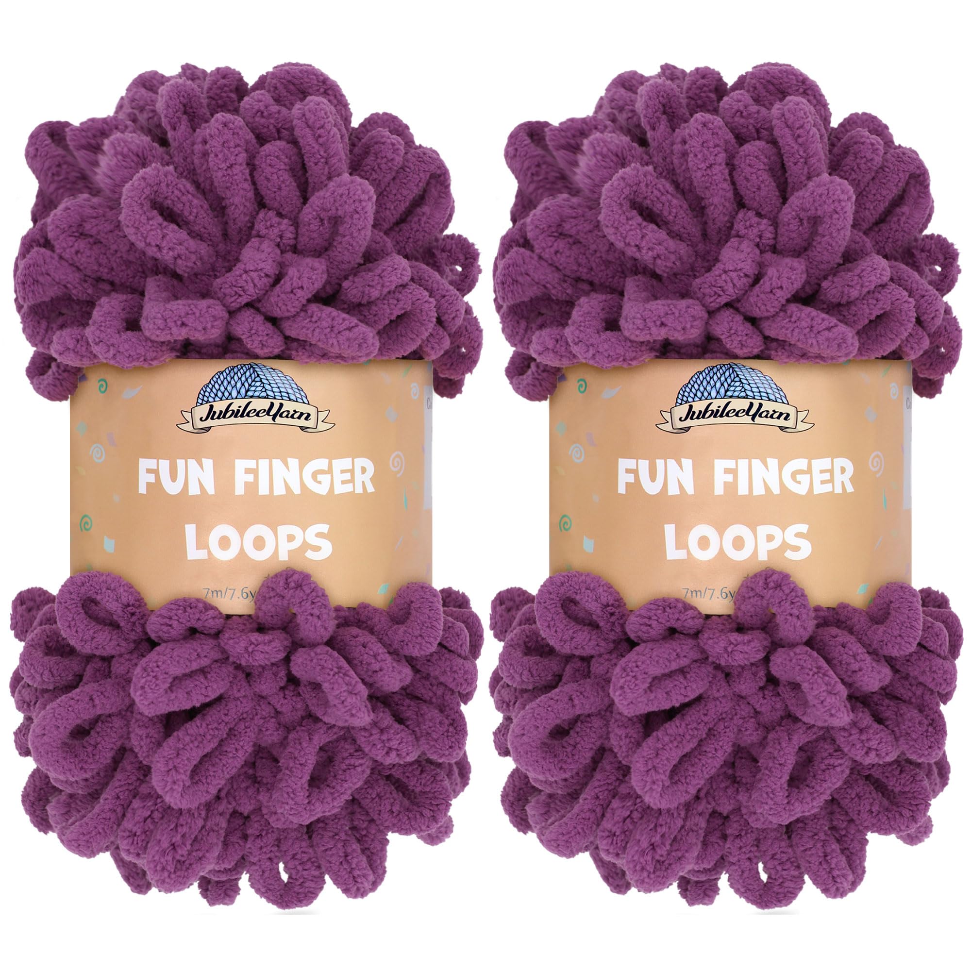 JubileeYarn Fun Finger Loops Yarn - Polyester Jumbo Weight Loop Yarn - 100g/Skein - Berry Blast - 2 Skeins