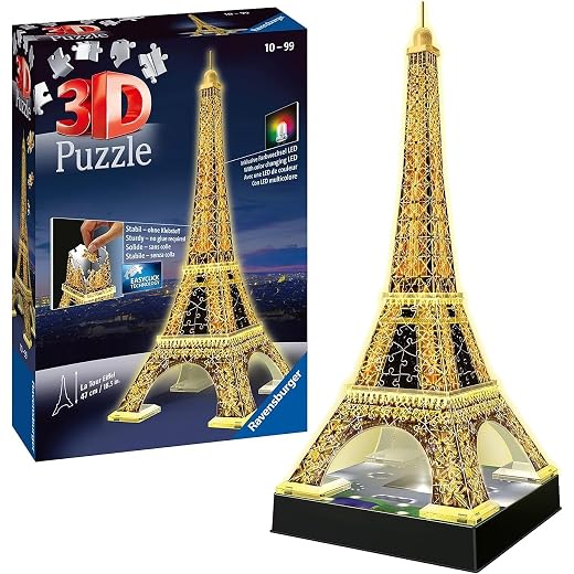 Ravensburger 3D Puzzle Eiffelturm in Paris bei Nacht 12579 - leuchtet im Dunkeln - 216 Teile - ab 10 Jahren