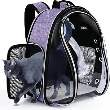 BAGLHER Cat Carrier Backpack Bubble - Fit Up to 18 Lbs - Airline-Approved Dog Backpack Carrier for Small Pets Puppies Dogs Bunny, Space Capsule Dog Carrier Backpack for Travel Outdoor Hiking, Purple