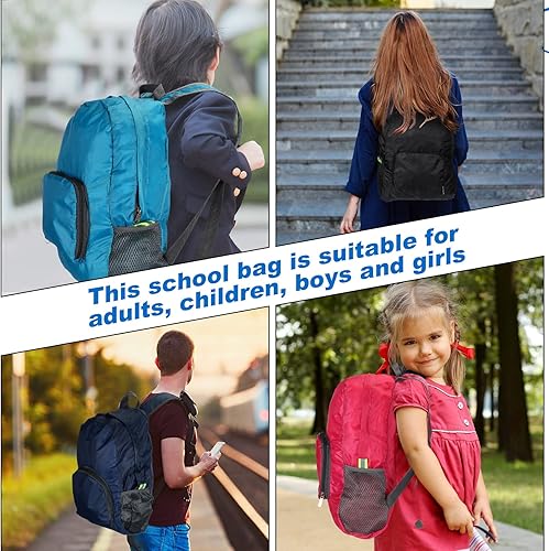 Miniatura 4 de Sherr Paquete de 20 mochilas plegables, mochila ligera a granel para adultos, bolsa clásica de colores mezclados, suministros de donación de viajes