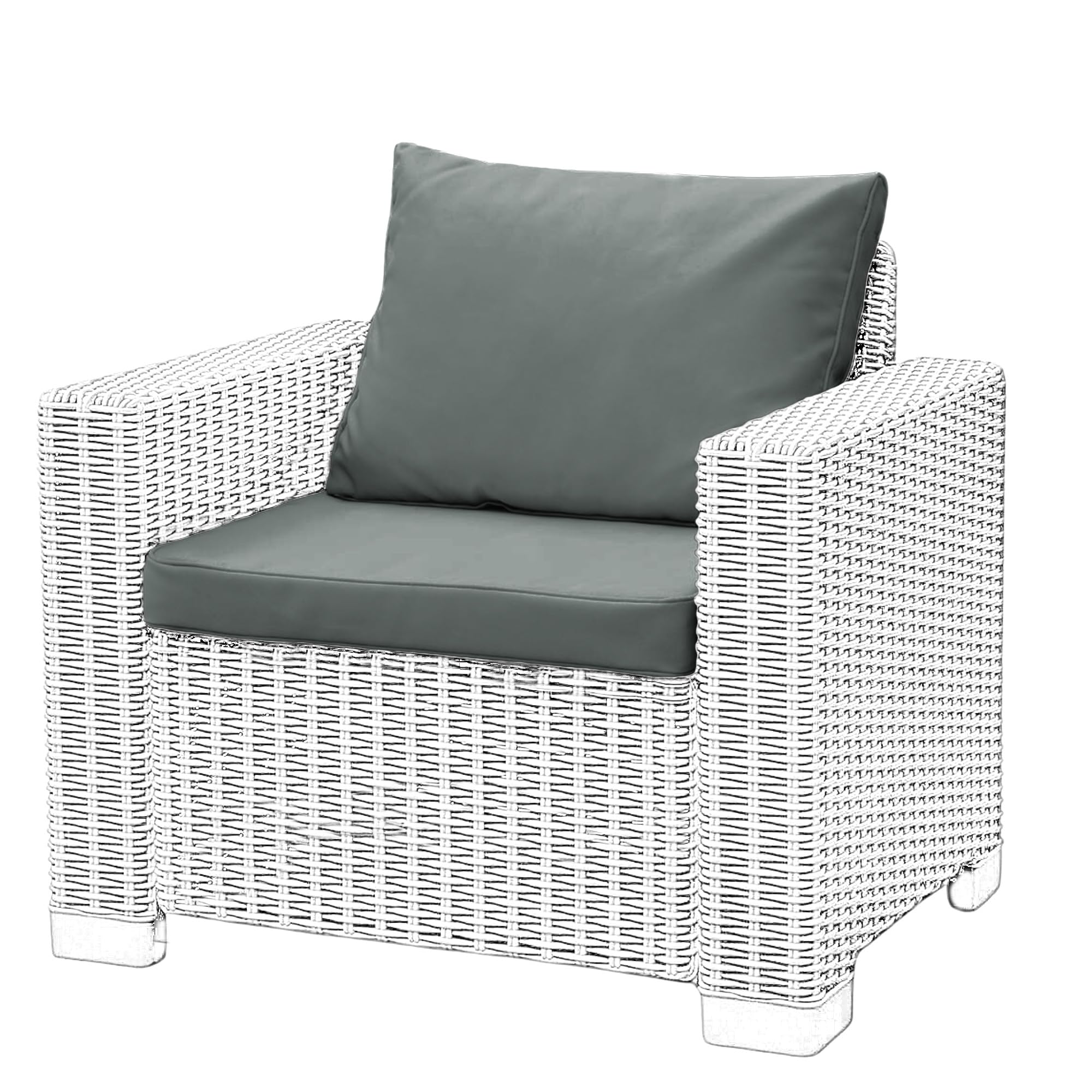 Replacement Seat Cushion Pads for Keter Allibert California Rattan Outdoor Furniture - 1,2 or 3 Seater Water Resistant Rattan Patio Set Sofa Cushions Pads (Dark Grey, Armchair - 2 Pieces)