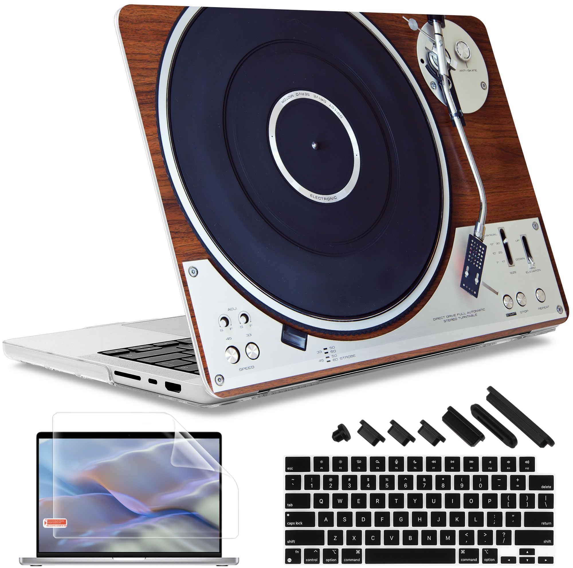 May Chen Compatible with M3 MacBook Pro 16 A2991 M2 A2780 M1 A2485 Pro/Max with Retina Display Fits Touch ID 2023 2022 2021, Hard Shell Case with Keybaord Cover & Screen Protector, Stereo Turntable
