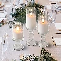 Vista 6 de Rhytsing Clear Ribbed Glass Battery Operated LED Candles with Remote, White Flameless Candle Gift Set with Timer for Weddings and Churches, Warm