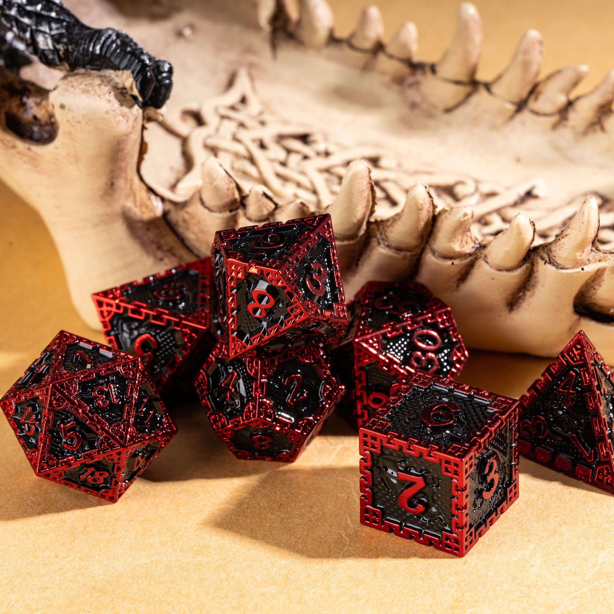 Cusdie Metal DND Dice Set, 7 Pcs Metal Dice, Dragon Scale Polyhedral D&D Dice Set, for Dungeons and Dragons Role Playing Game - Image 4