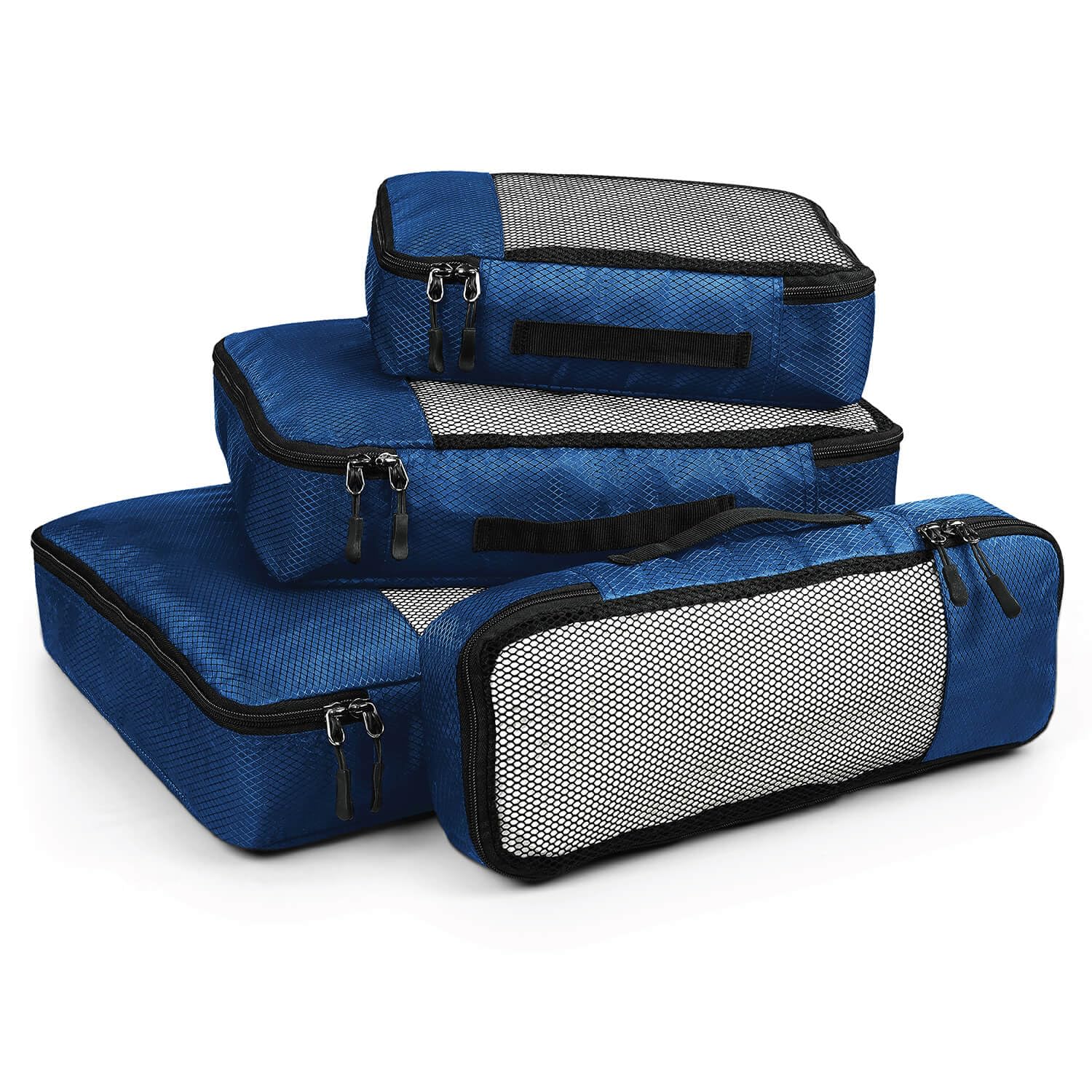 Packing Cubes/Travel Pouch Bag Organiser -Set of 4(Large,Medium,Small and Slim) (Navy Blue)-image-12