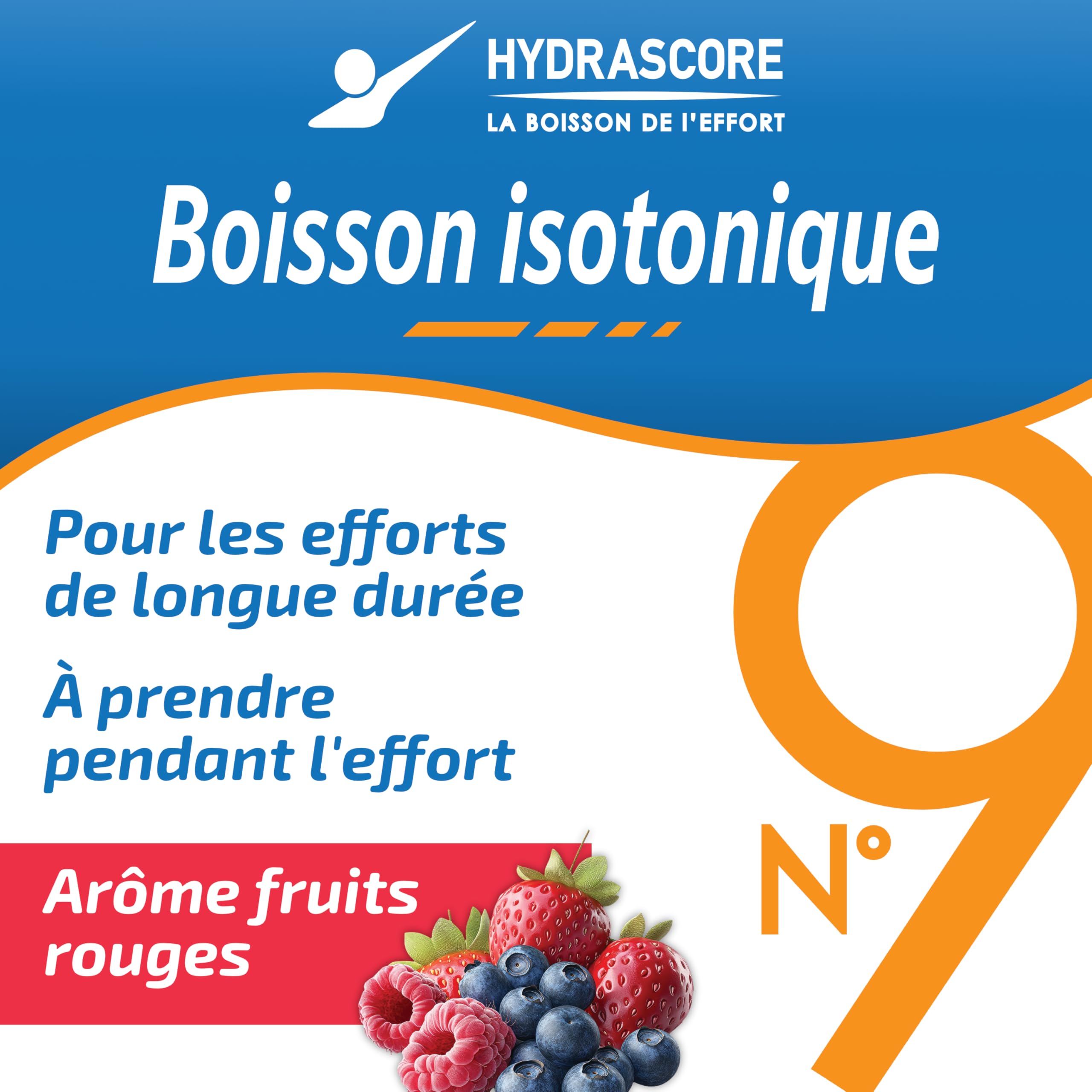 Hydrascore N°9 - Fruits Rouges 1200 g - Nouvelle Recette - Boisson Isotonique Energétique pour Sportifs - Running, Vélo, Triathlon - Énergisante & Hydratante - Électrolytes Hydratation BCAA - H1036