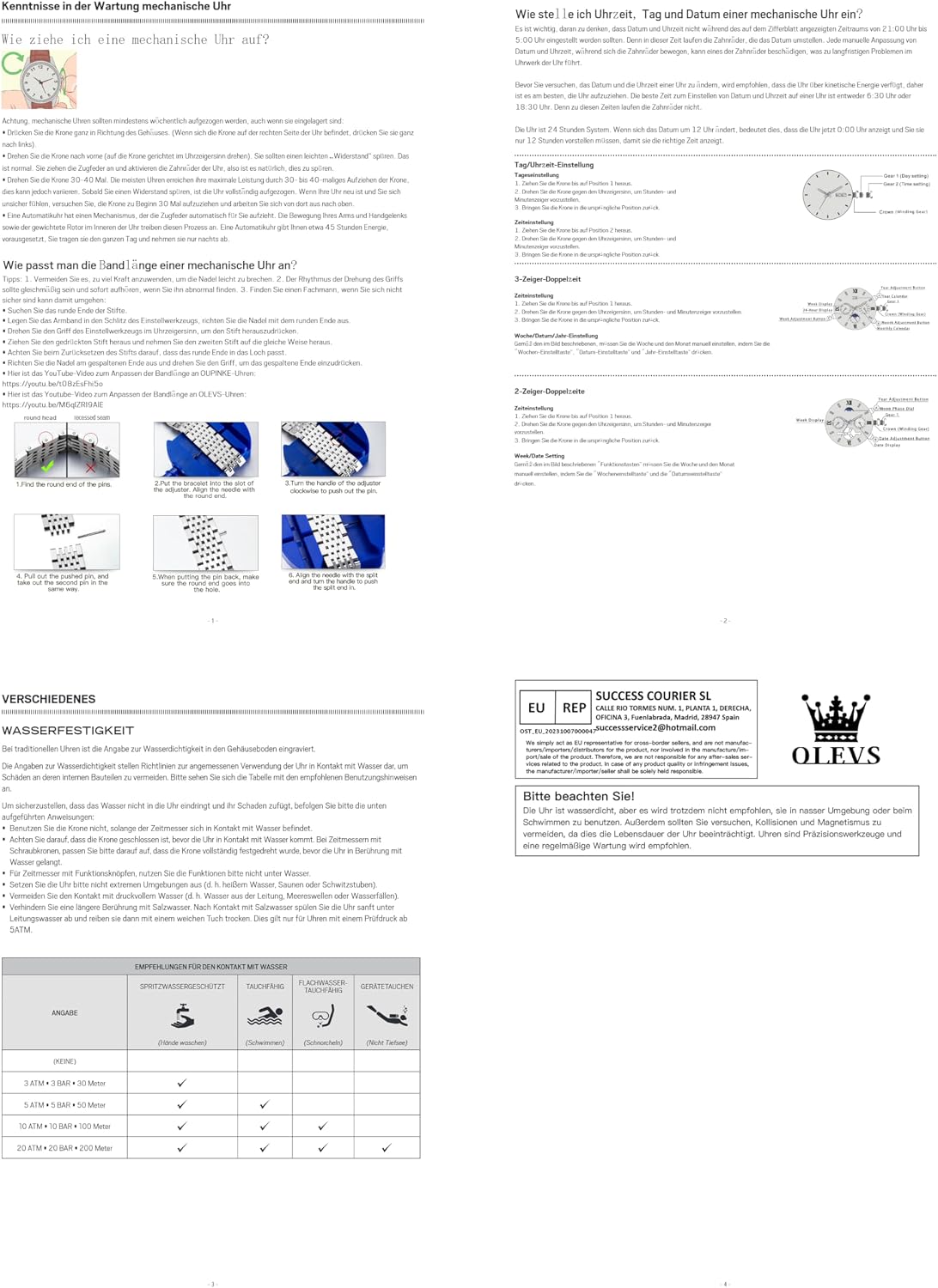 OLEVS logo and contact information on a card