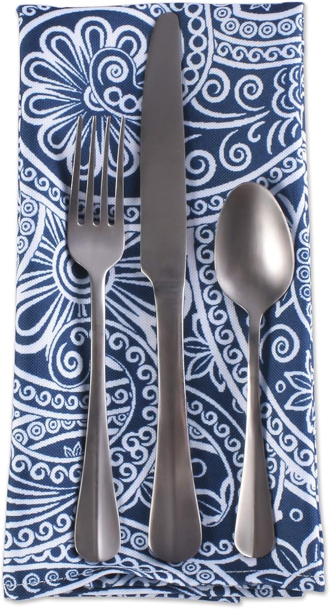 DII Servilletas de Tela Paisley Impermeables Set 6 Azul miniatura 3