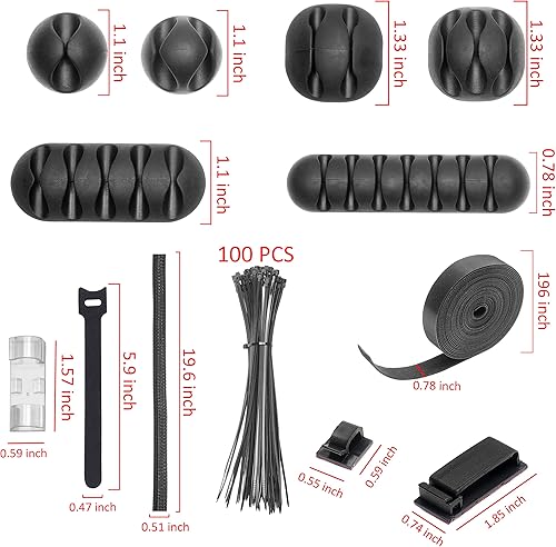 Miniatura 2 de Eco-Fused Kit organizador de cables - Gestión de cables - Soportes de cables con ranura, soportes de clip de cable autoadhesivos, bridas de cables