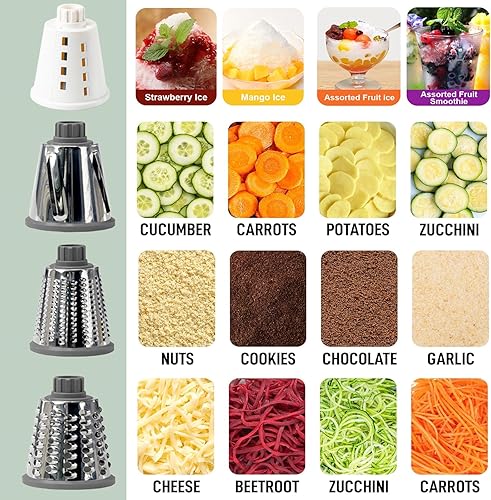 Miniatura 6 de Rallador de queso, rallador giratorio de queso con asa, triturador de queso giratorio multifuncional que ralla sin esfuerzo queso, verduras y frutas