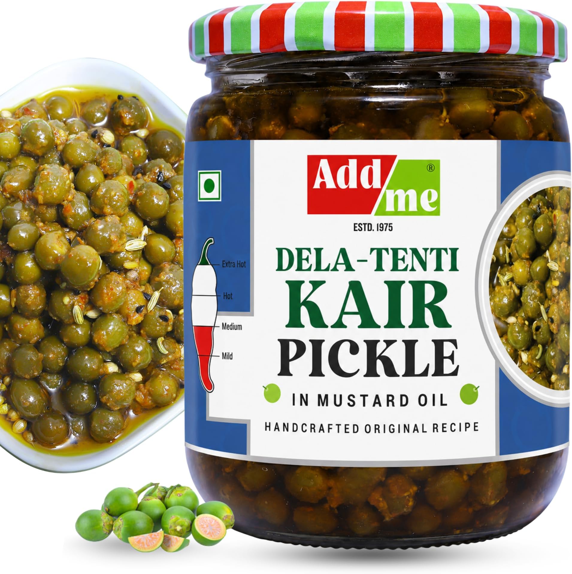 Add Me Rajasthani Kair Pickle 500gm | Homemade Tenti Kerda Achar in Glass Jar | Tangy Spicy Natural Taste Handmade