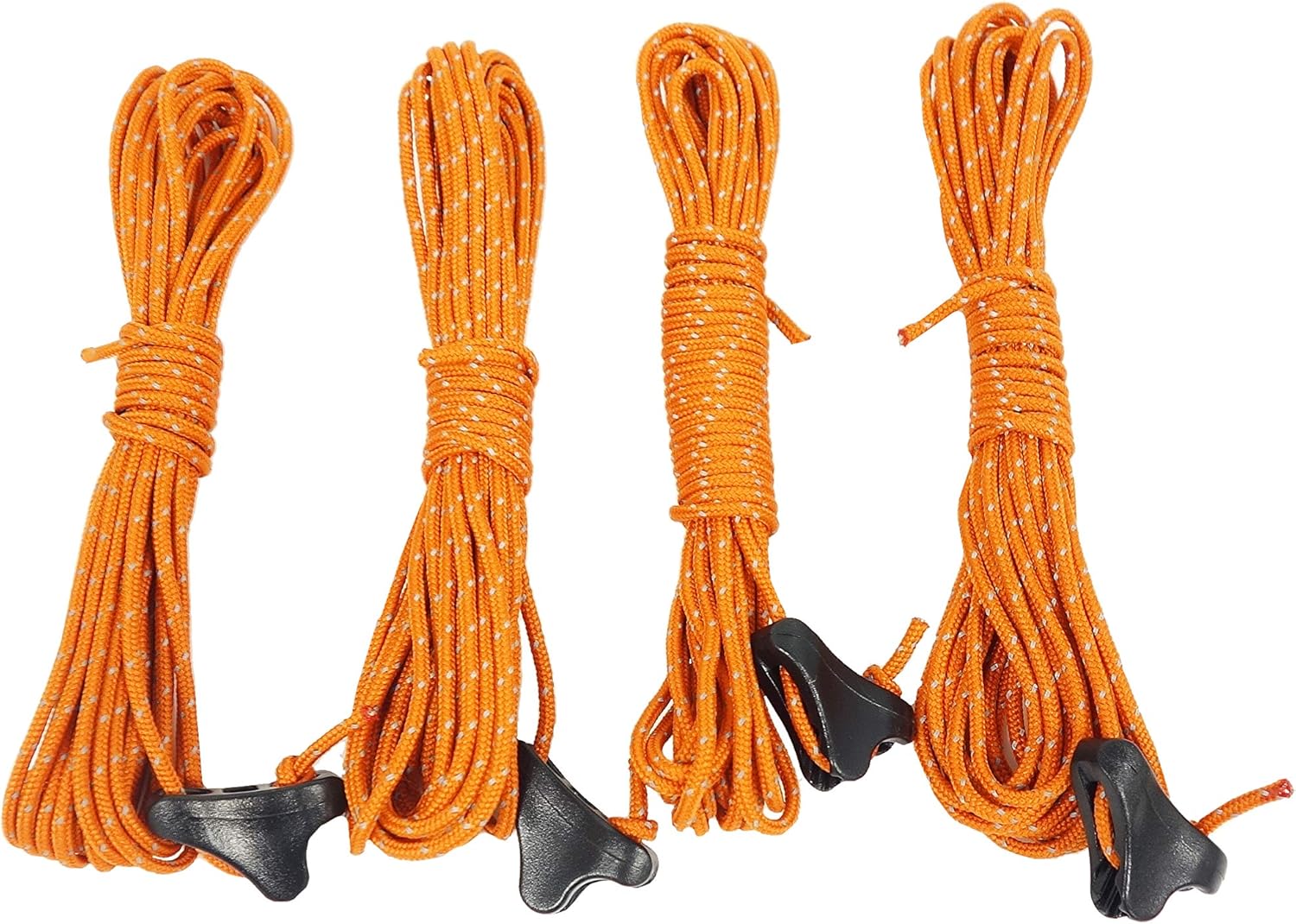 Captain Stag UA-4530 Guide Rope, Tent Rope, Tarp Rope, Guyline, Diameter 0.07 x 13.8 inches (1.8 x 350 cm), for Zelt, Reflective Material, Set of 4, Orange