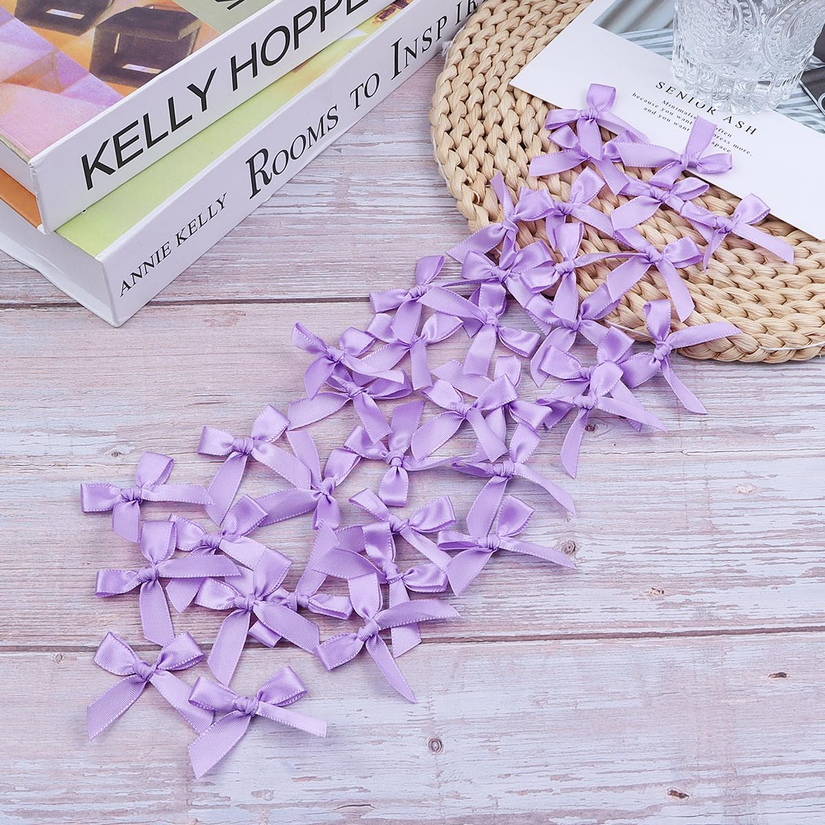 Purple Mini Bows 1.57” Small Satin Ribbon Bows for Cake Treats Premade Hair Bow for Crafts Gift Wrapping Balloons Party Decoration Sewing 100PCS - Image 5