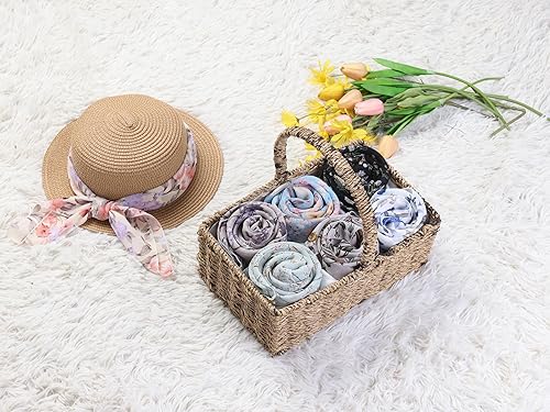 Miniatura 5 de Allegra K Bufandas de gasa para mujer, 27.6 x 27.6 pulgadas, pañuelo cuadrado con estampado floral