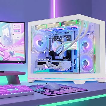 Ocean Park Gaming PC Desktop -AMD Ryzen 7 9700X 8-Core 3.8 GHz -GeForce RTX 5070 12GB -32GB DDR5 RAM -1TB PCIe +2TB SATA SSD -850W PSU -360mm AIO & APP RGB Fan Control -Windows 11 -White