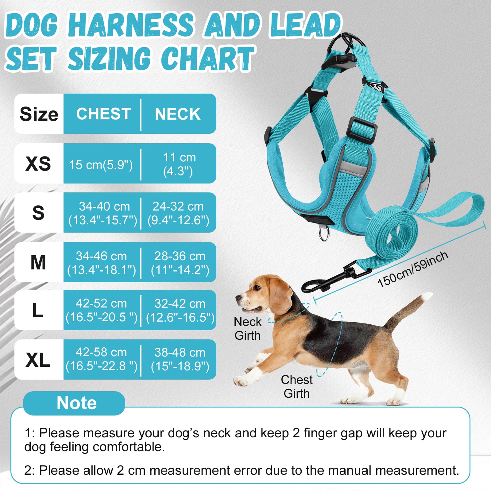 Dog Harness and Lead Set for Small and Medium Dogs Reflective No Pull Dog Harness with Comfort Padding - Image 2