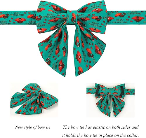 Miniatura 7 de Lionet Paws Collar de perro para el día de Acción de Gracias con corbatín, collar de moño para perro con hebilla de metal para perros, collar de