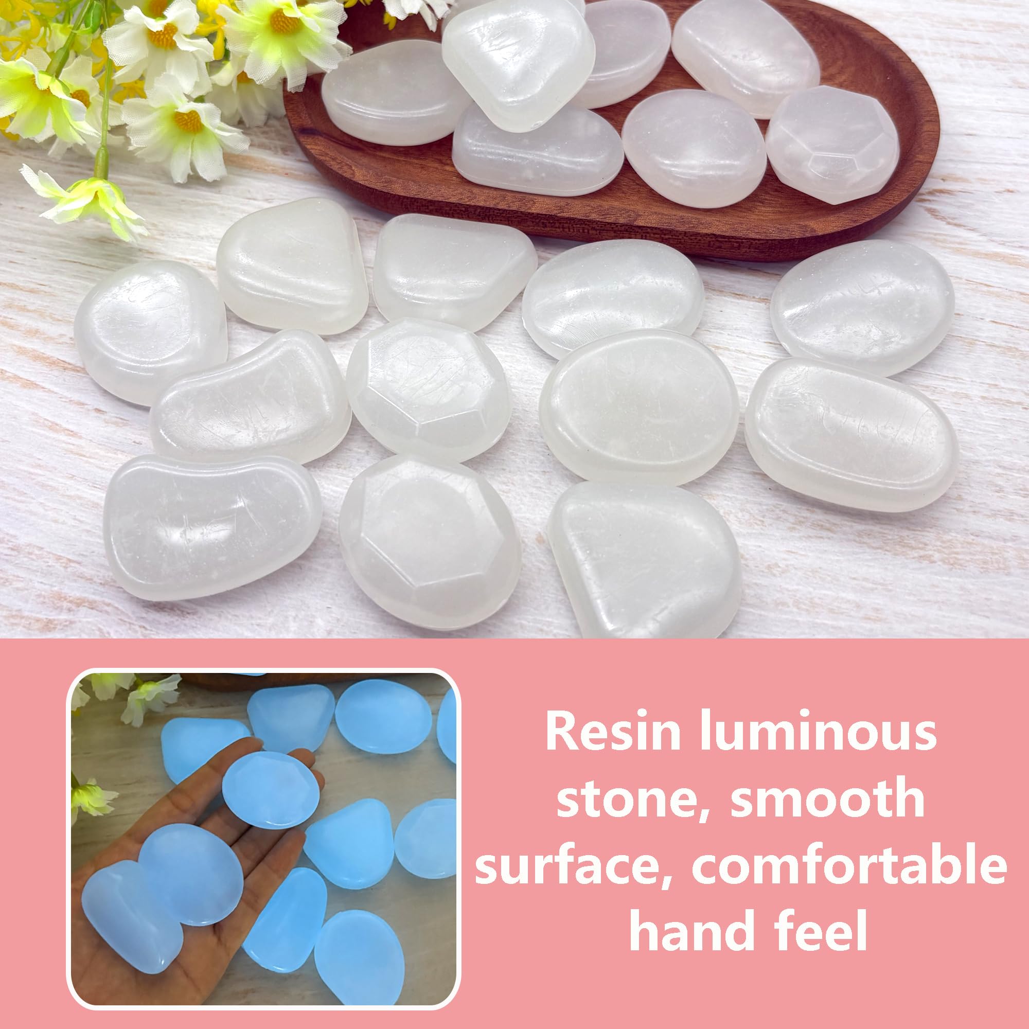DHER 4.5CM Resina Piedras Luminosas Grandes Piedras Luminosas, Brillan En La Oscuridad Piedras Blancas Luminosas Piedras Blancas Jardín Acuario Piedras Luminosas Guijarros Luminosos