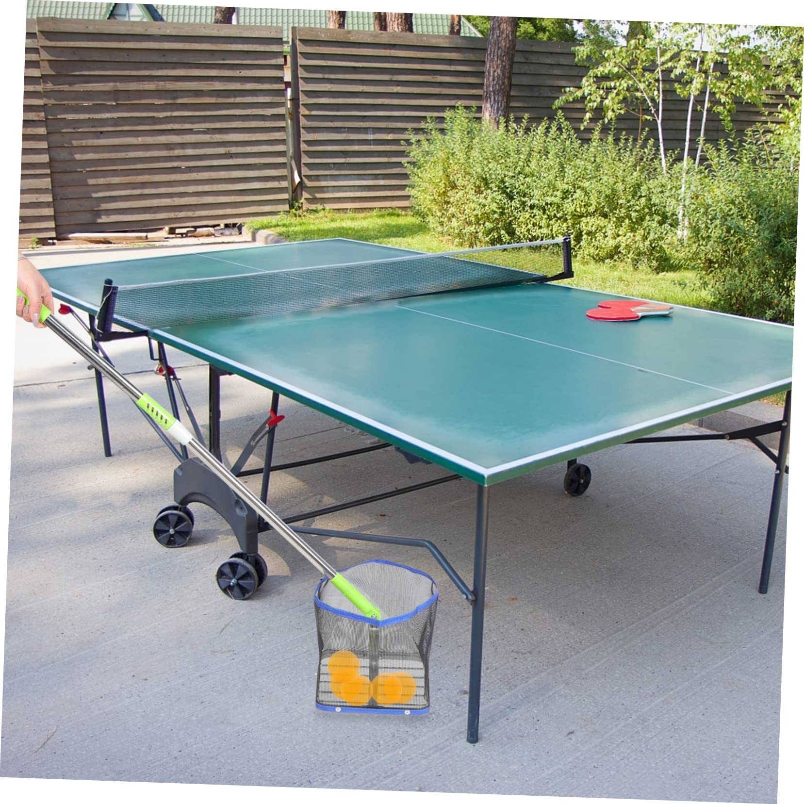 Recogedor de balones de tenis de mesa portátil mango telescópico ajustable azul