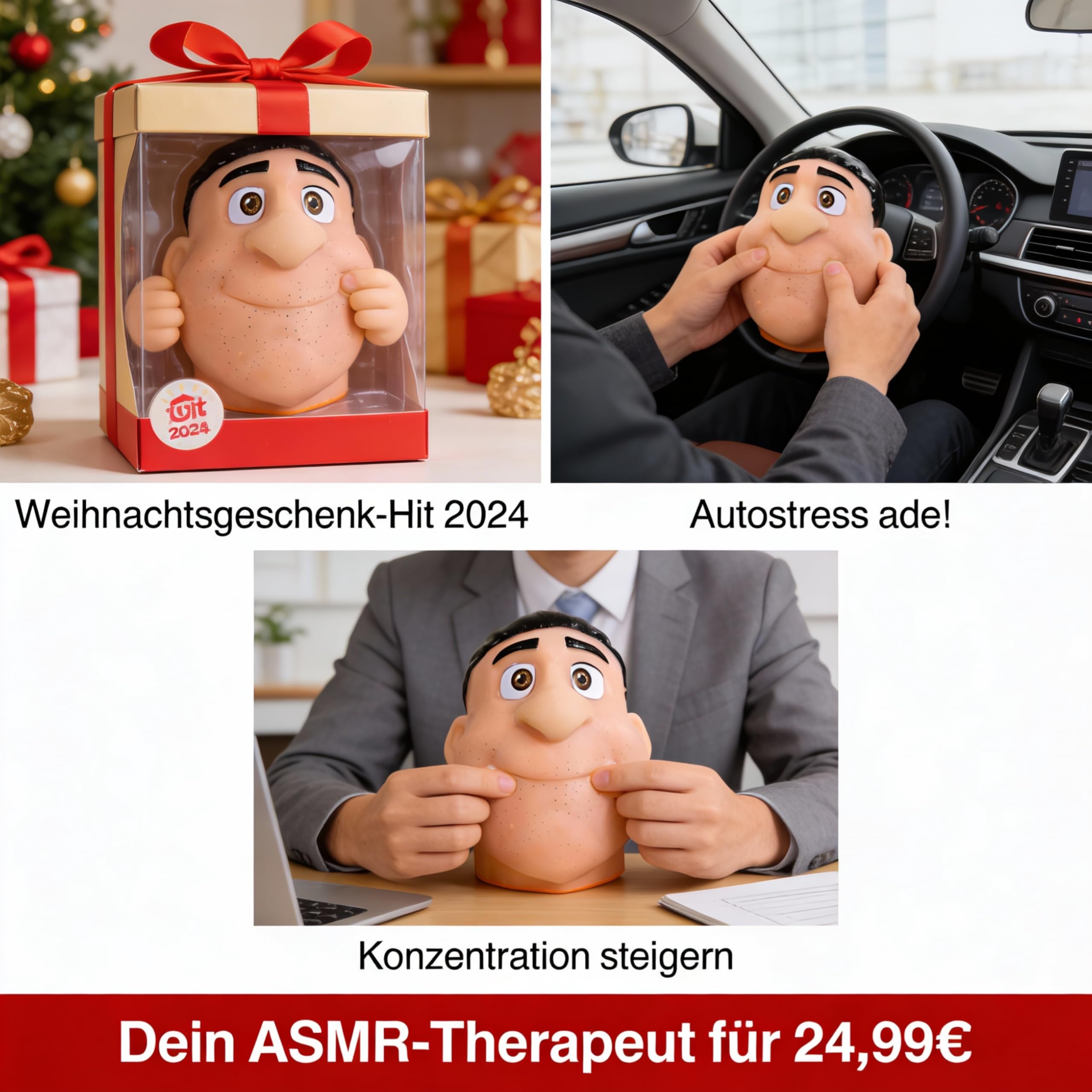 Pickel Ausdrücken Spielzeug 25 cm, Anti Stress Kopf mit Pinzette | realistische Hautstruktur, weiches Silikon, nachfüllbar, Pinzette, Mitesser Spiel, Büro & Zuhause, Geschenkidee