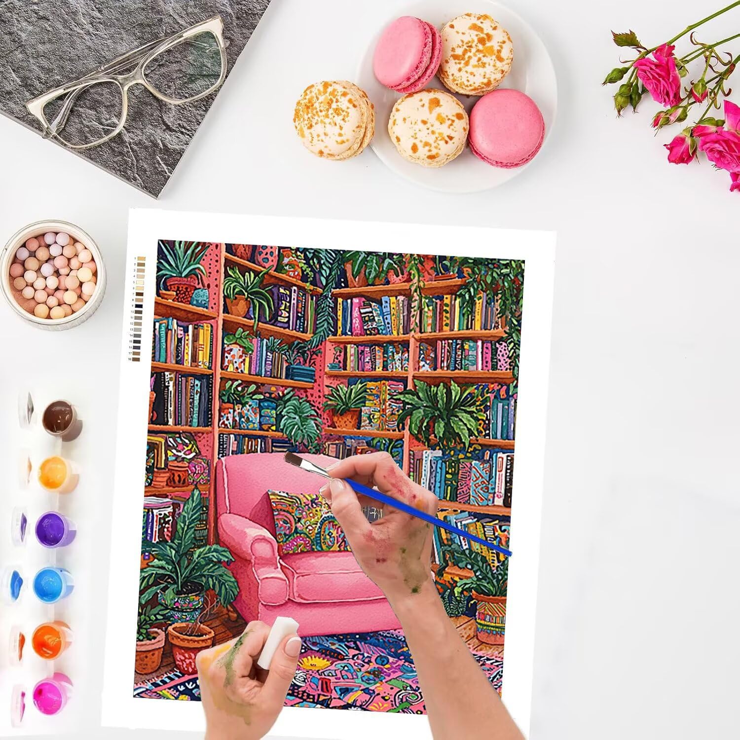 WEISHIWE Bibliothèque Peinture Numero Adulte Kits, 80x100cm m-893