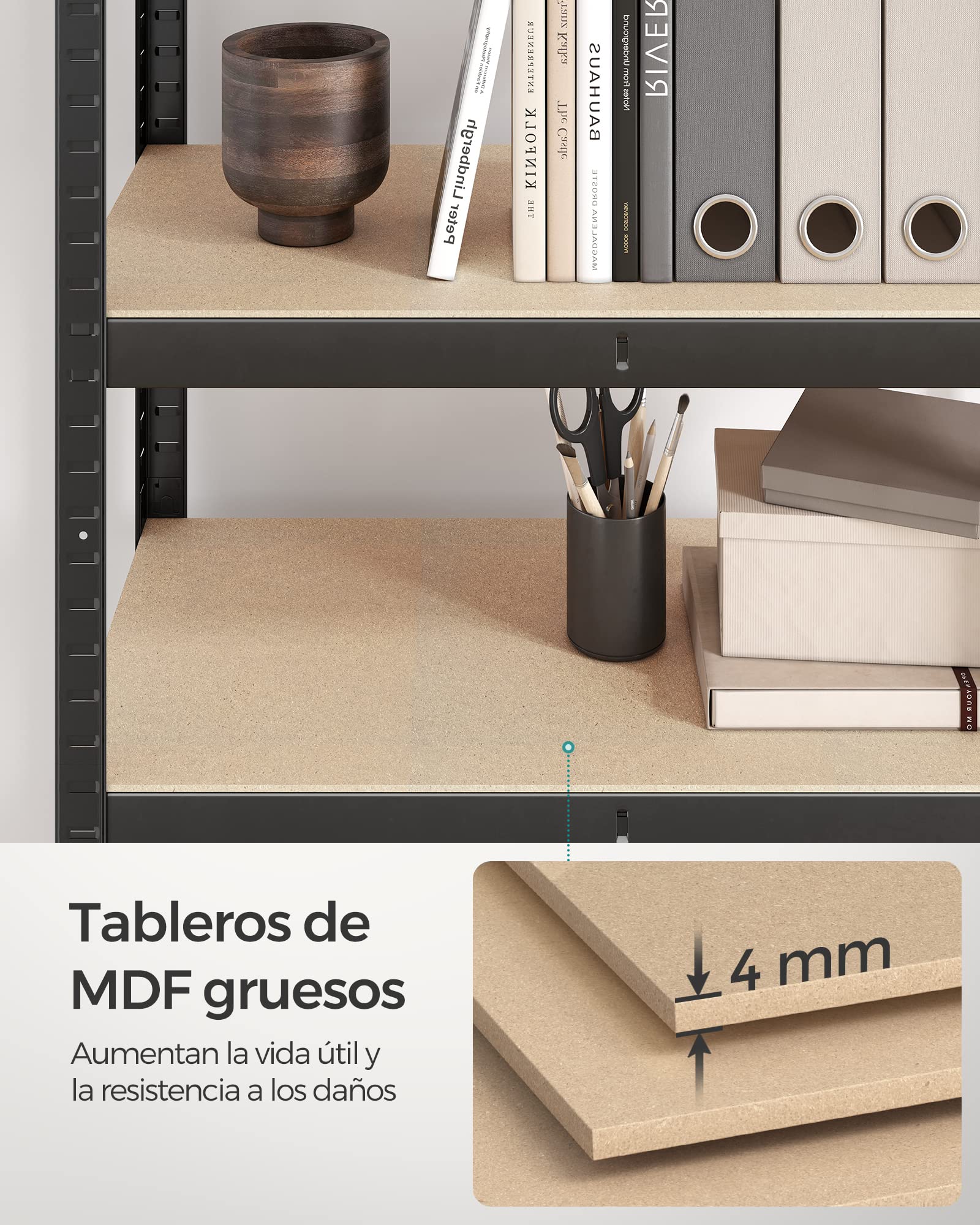 SONGMICS Juego de 2, Estantería Pesada, Estantería de Acero, Montaje Rápido, para Instrumentos, Garaje, Almacén, Trastero, Carga de 520 kg, 40 x 80 x 160 cm, Negro GLR044B02
