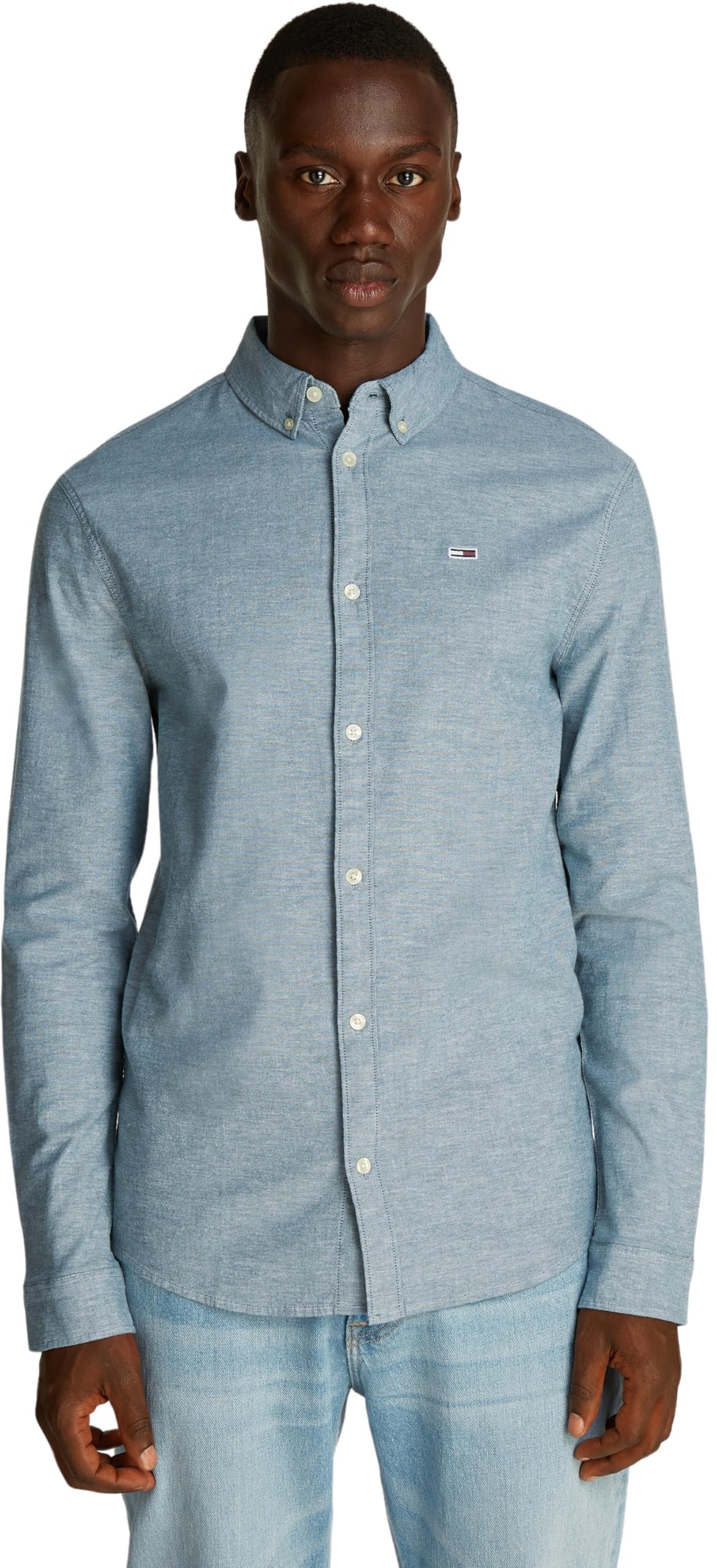 Tommy Jeans Herren Hemd Slim Langarm, Deep Seawater (Blau), S