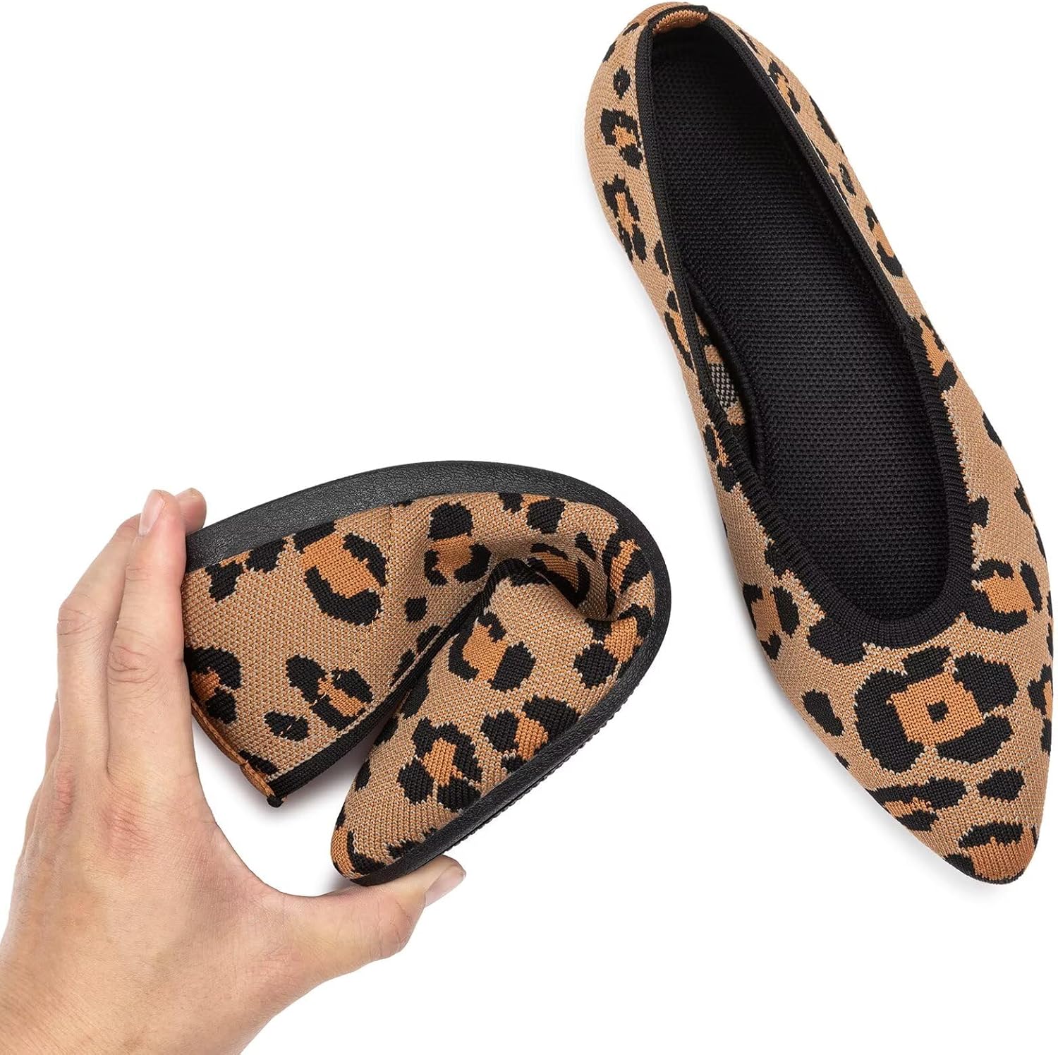 Frank Mully Womens Pointed Toe Flats Knit Dress Shoes Comfort Women Shoes Softable - Image 4