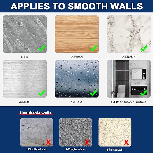 Miniatura 5 de NearMoon Toallero autoadhesivo para baño, cuadrado de acero inoxidable, estante de pared para baño, toallero para colgar, estilo contemporáneo,