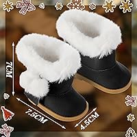 Vista 3 de Bencailor 3 pares de zapatos de muñeca de 18 pulgadas, botas de invierno, botas de nieve, accesorios de Navidad para vestir (negro, blanco y marrón)