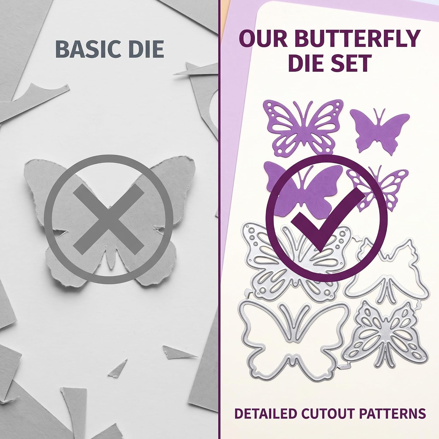 4Pcs Butterfly Metal Cutting Dies,DIY Scrapbooking and Card Making Stencils, Embossing Dies for Paper Crafts,Photo Album Decor, Crafting Supplies (Metal Die-Cuts)