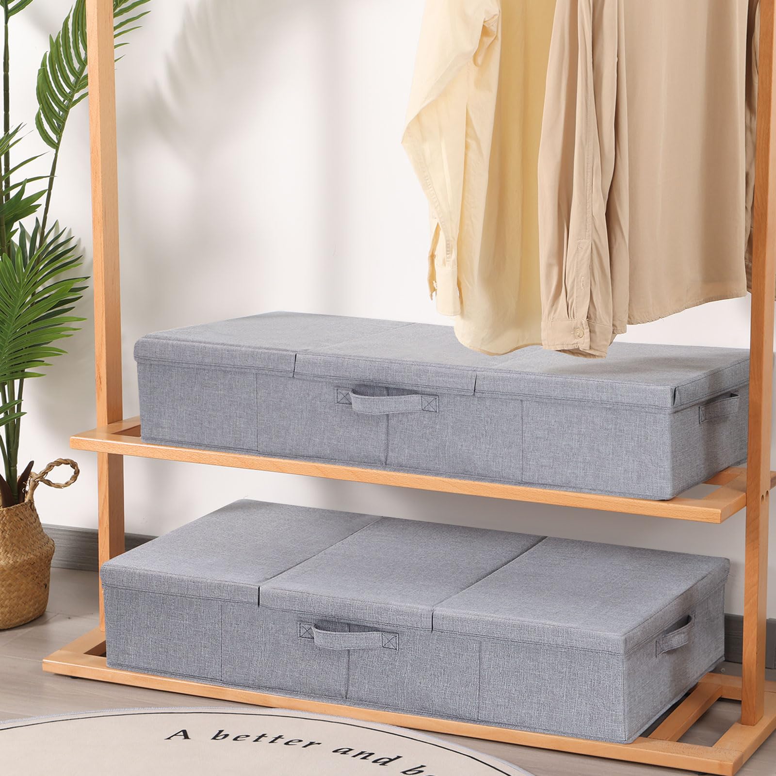 Unterbettkommode, Grau Aufbewahrungsbox, 3 Pack, 80x40x15cm | Unterbettkommoden,Unterbett Aufbewahrungsboxn,Kleiderschrank Organizer,Aufbewahrungstasche,Stoffboxen mit Griff