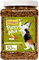 Purina Friskies Party Mix Morning Munch Crunch Cat Treats - Egg, Bacon & Cheese Flavors, 30 oz Resealable Canister