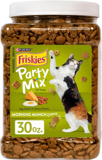 Purina Friskies Party Mix Morning Munch Crunch Egg, Bacon and Cheese Flavors Cat Treats - 30 oz Canister