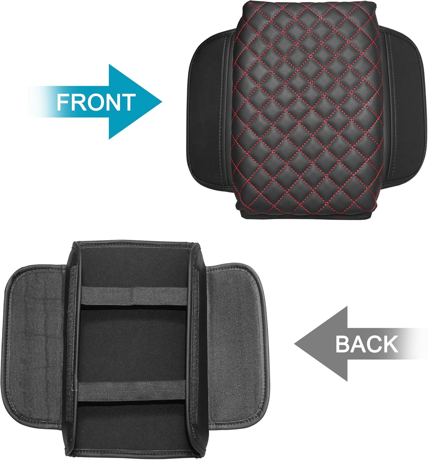 1.2in Thickness Center Console Cover for Tacoma Accessories 2024 2025 2026 Armrest Cover Leather Armrest Box Lid Protector Cushion Pad with Pockets Interior (Red Stitch)