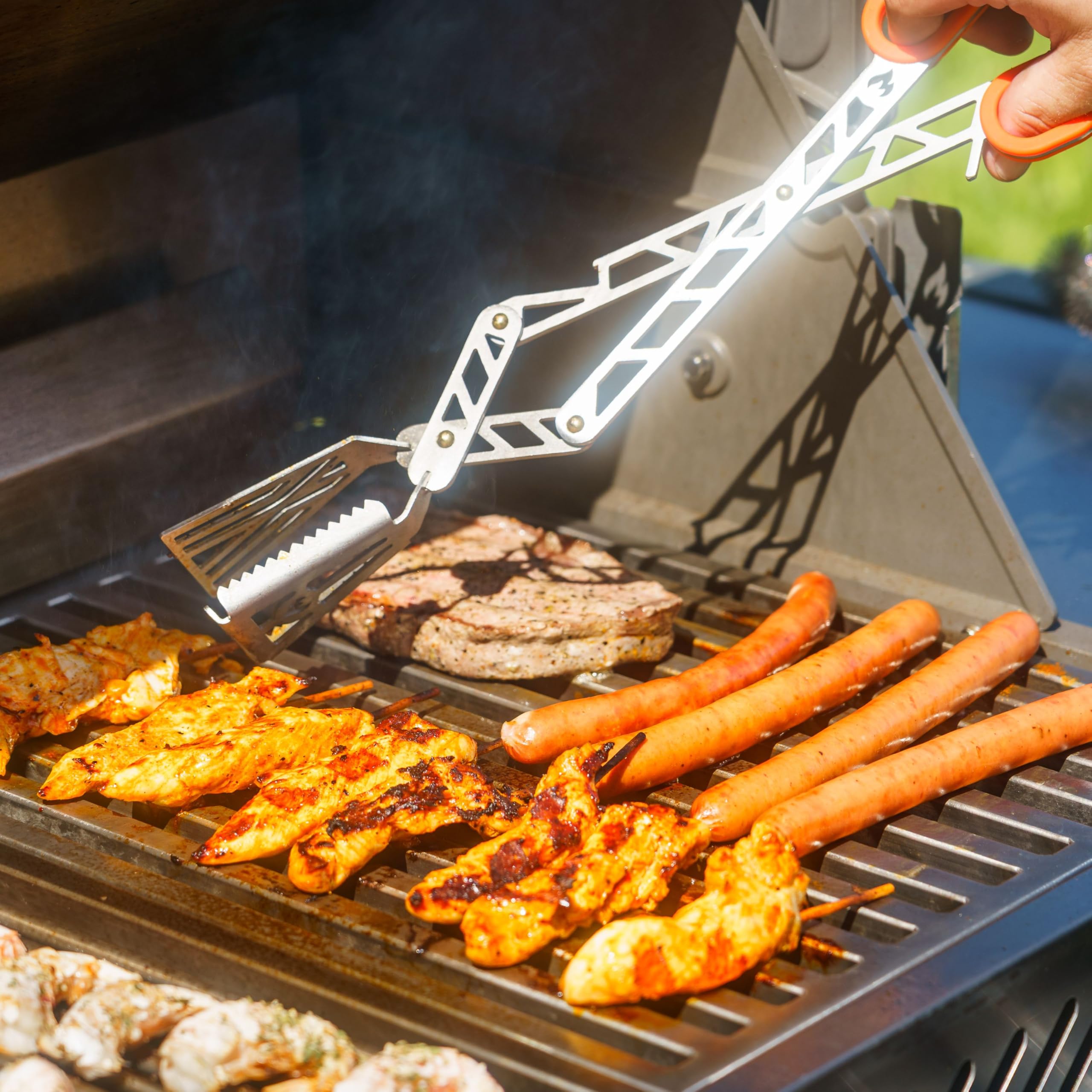 Grillrost.com Das Original T-Rex - Le Migliori pinze da Barbecue tedesche - Massima Potenza Grazie all'azione a Leva - Acciaio Inossidabile