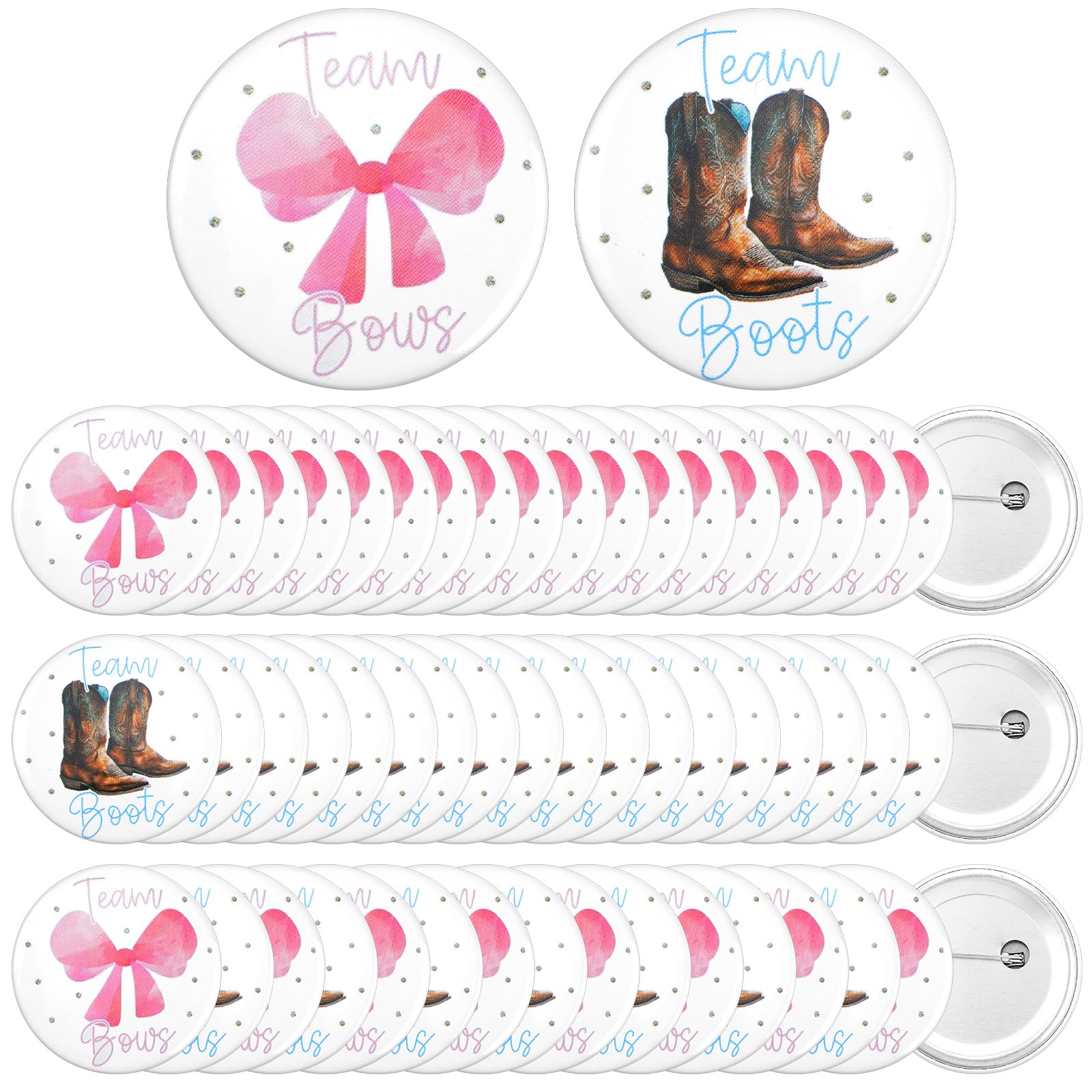 60 Stück Gender Reveal Buttons – „Team Boy“ & „Team Girl“ Anstecknadeln Für Babyparty, Rosa & Blau