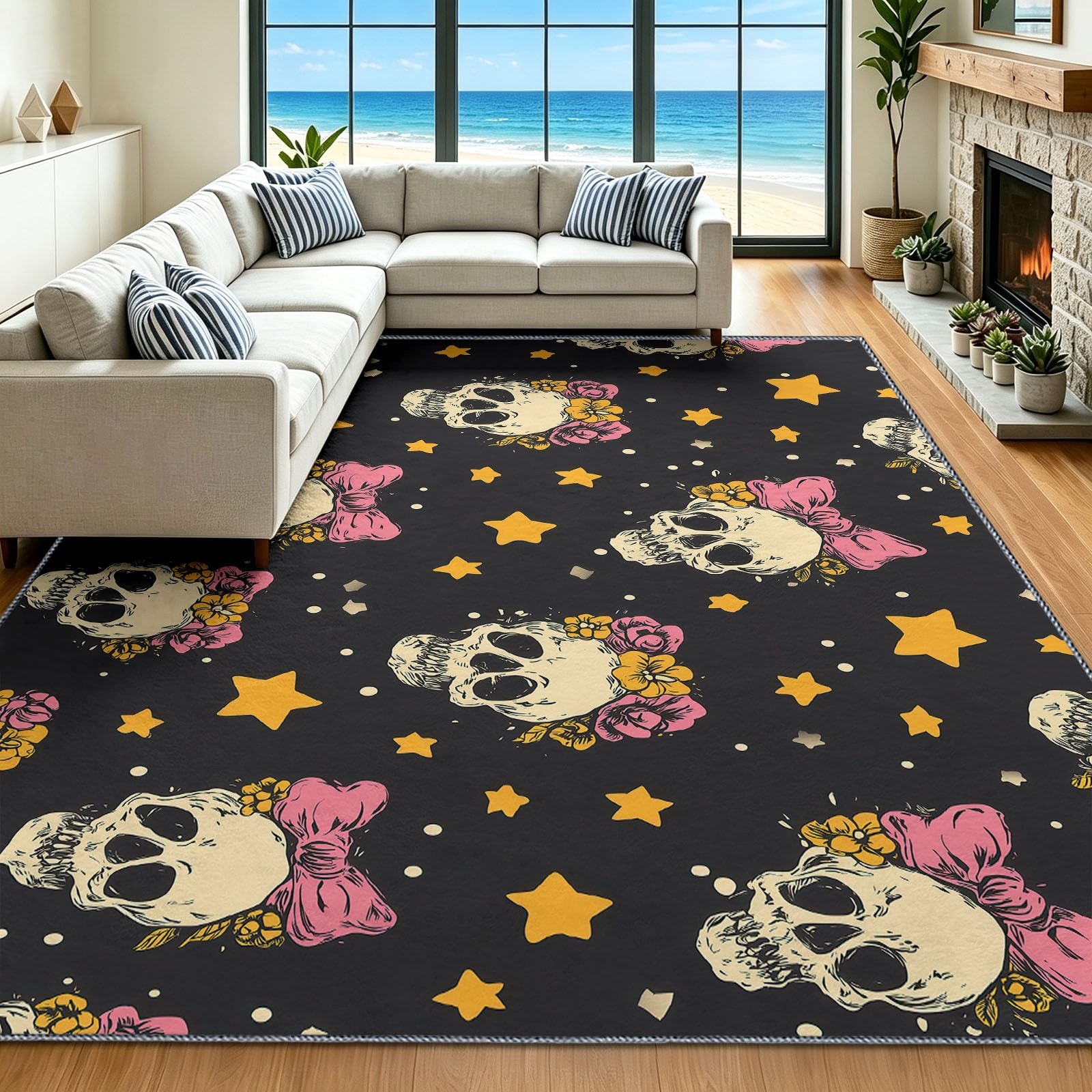 Alfombra pequeña de 60x90 cm gótica lavable para interior y pasillo