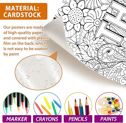 Miniatura 3 de ZOIIWA Pósteres gigantes para colorear de mandala para niños y adultos, mantel de dibujo de Acción de Gracias, mandala, cosecha de otoño, calabazas,