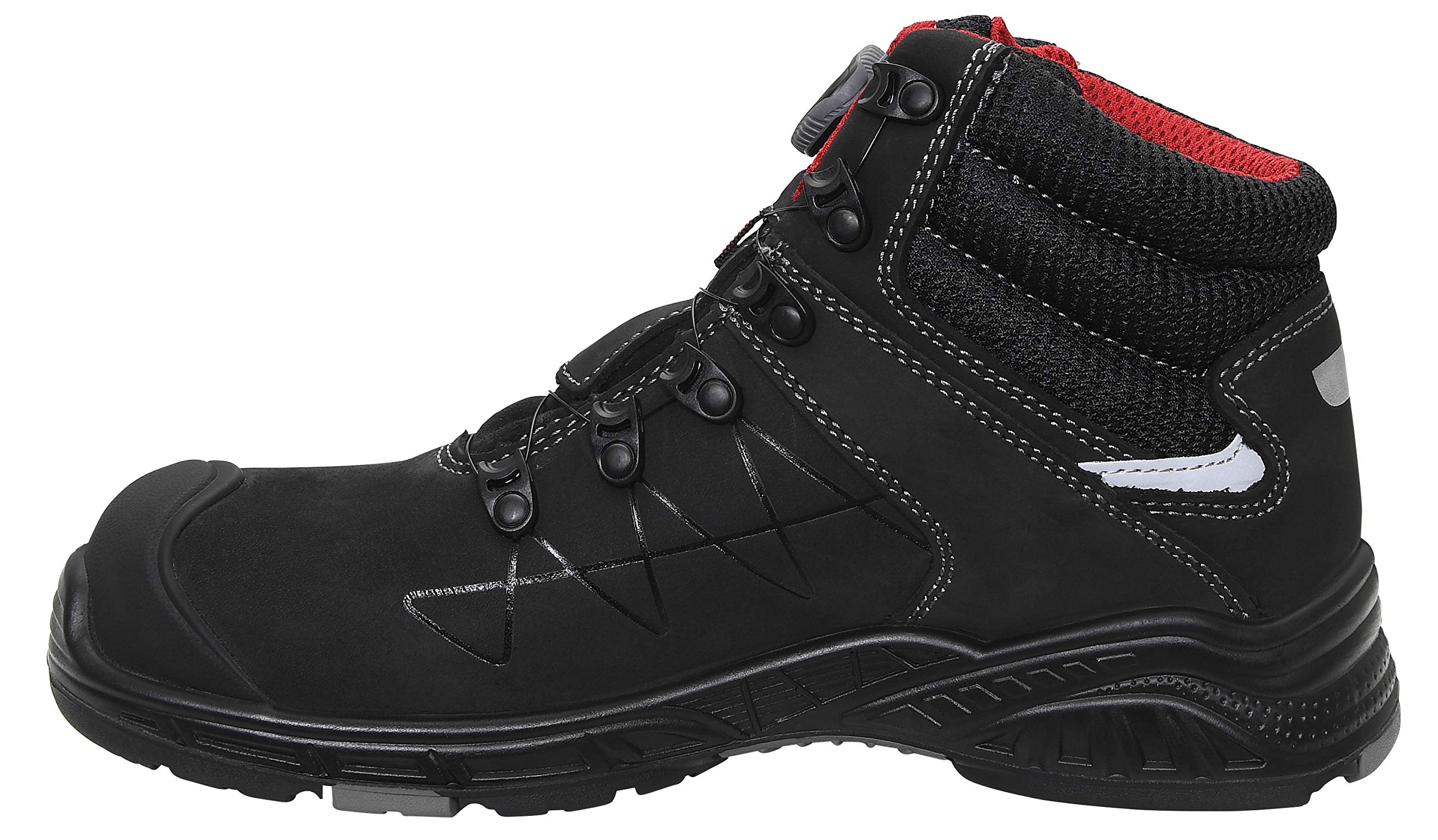 JORI Sicherheitsschuhe jo_Max BOA Mid S3S, Damen und Herren, Leder/Textil, Kunststoffkappe (Leichter als Stahlkappe), leicht, klassisch 43, Schwarz