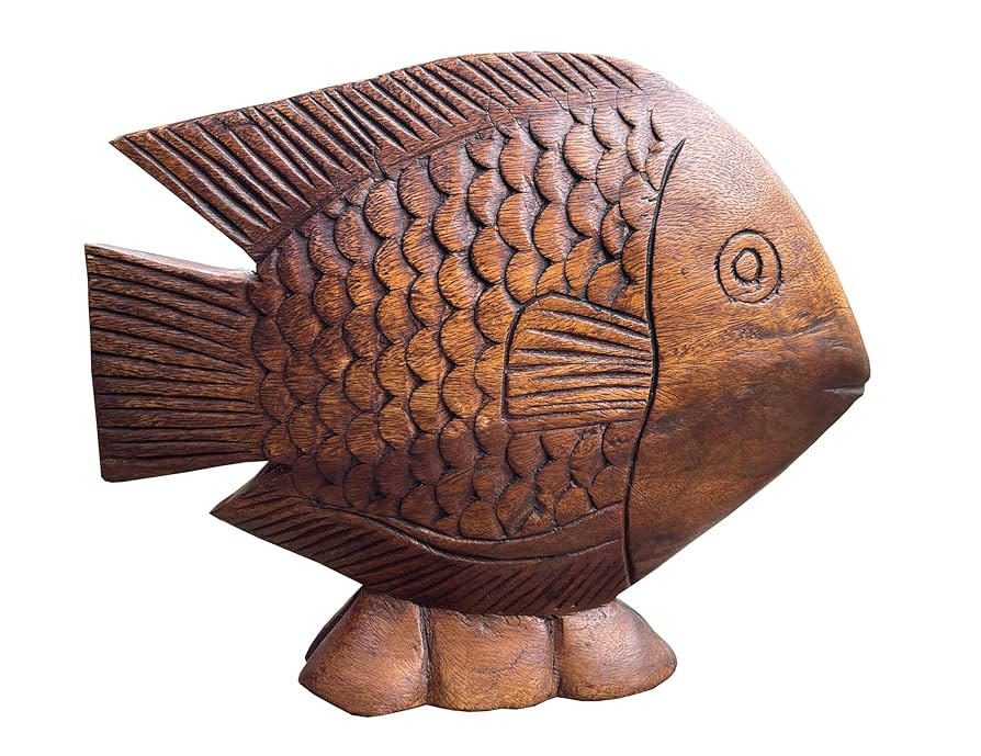 木製 魚の彫刻 約30cm 木製 魚の彫刻 約30cm 木製 魚型彫刻 約30cm