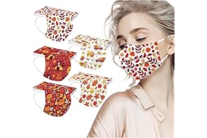 Kids Thanksgiving Face Mask, 50PCS Floral Design Face Masks for Children, 3-Ply...